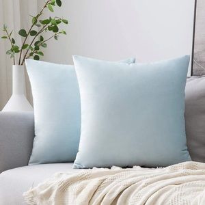 Luxury Home | Elegant Baby Blue Soft Velvet Throw Pillow Covers